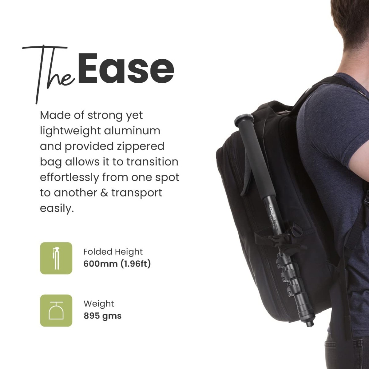 DIGITEK (DMP 60N) Professional Monopod with 4 Extendable Sections & Dual Mount Thread Adapter (1/4inch and 3/8inch), Load Upto: 5 kgs, Max. Operating Height: 157 CM (Black)