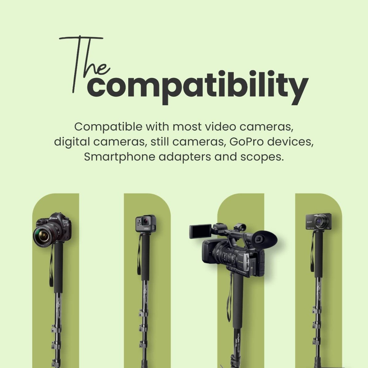 DIGITEK (DMP 60N) Professional Monopod with 4 Extendable Sections & Dual Mount Thread Adapter (1/4inch and 3/8inch), Load Upto: 5 kgs, Max. Operating Height: 157 CM (Black)