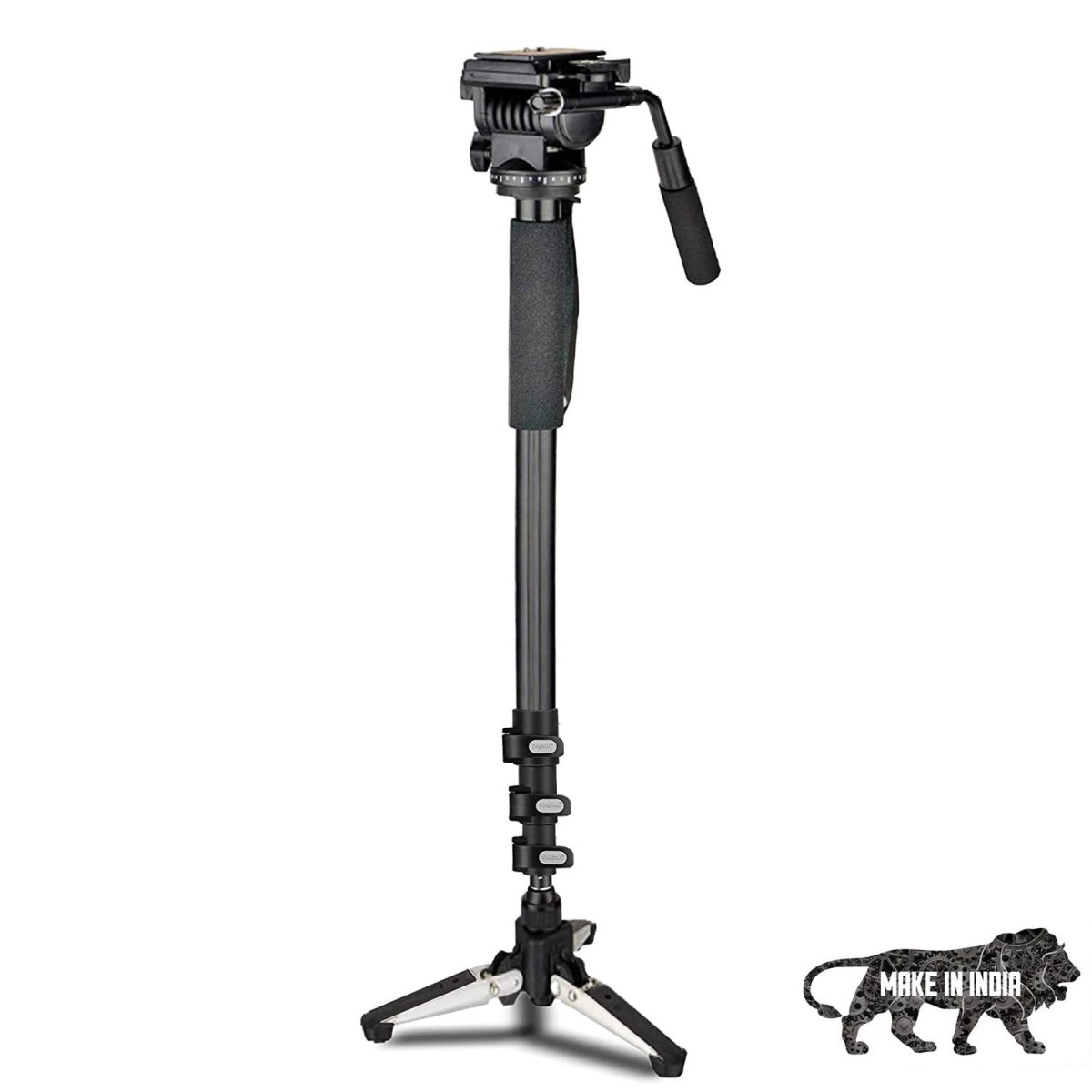 DIGITEK (DMP 60N) Professional Monopod with 4 Extendable Sections & Dual Mount Thread Adapter (1/4inch and 3/8inch), Load Upto: 5 kgs, Max. Operating Height: 157 CM (Black)
