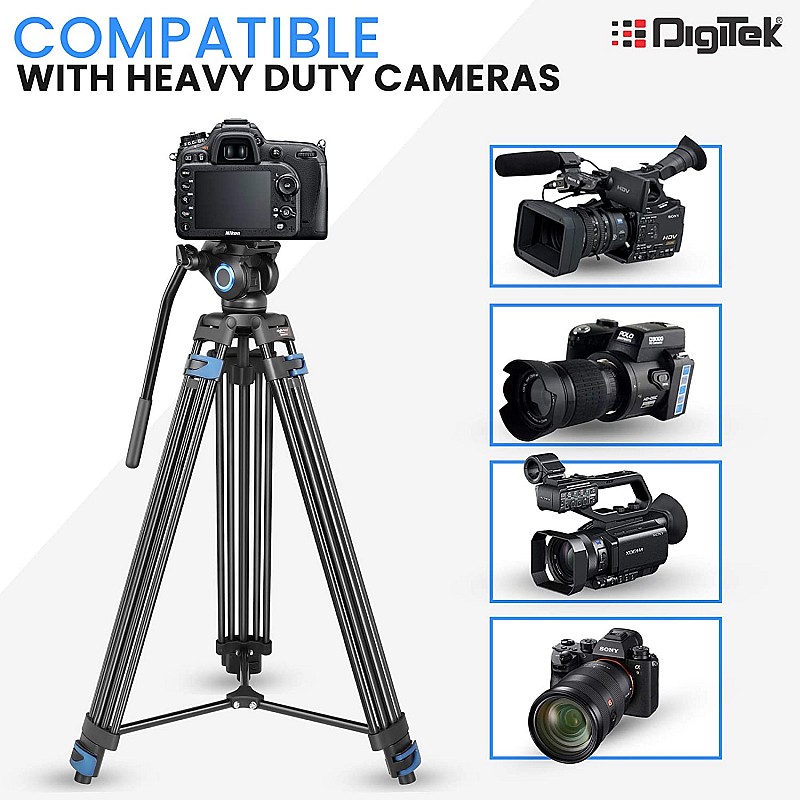 DIGITEK  (DPTR 605 VD) (183 cm) 2 Way Adjustable Pan Head, for Digital Video Cameras, Height 6 Feet, Maximum Load Upto (Black)