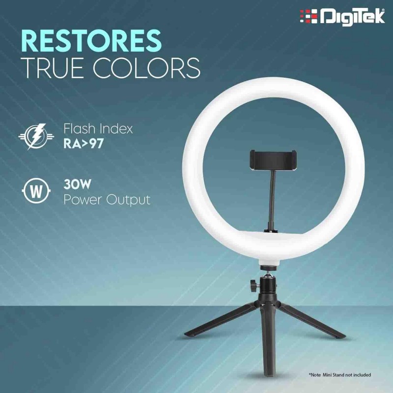 DIGITEK® (DRL 018H) 18 Inch LED Ring Light - AC/DC Power, Color Temperature & Lighting Intensity Control, 180° Rotation, USB Powered - Photo & Video Shoots, Makeup, and YouTube (Without Stand)