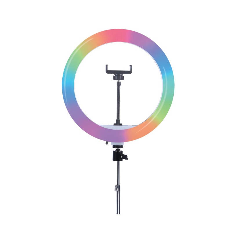 DIGITEK® (DRL-18 RGB) 18 Inch Multi-Color LED Ring Light with Remote Control & Smartphone Holder - Adjustable Color Temperature & Brightness, 360° Adjustment - Video & Photoshoot (Without Stand)