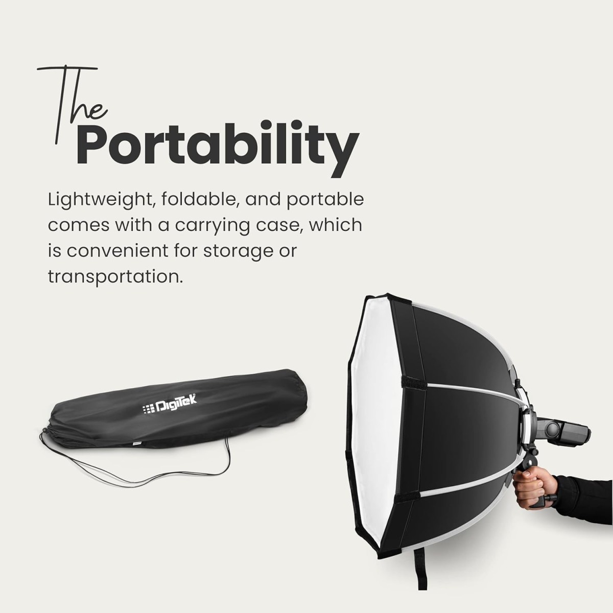 DIGITEK® (DSBH-065) Portable 65cm Octa Soft Box Kit with S2 Type Bracket, 2 White Diffuser, Silver Particle Baffle, Collapsible Nylon Cover, Carry Case, Compatible with Speedlights