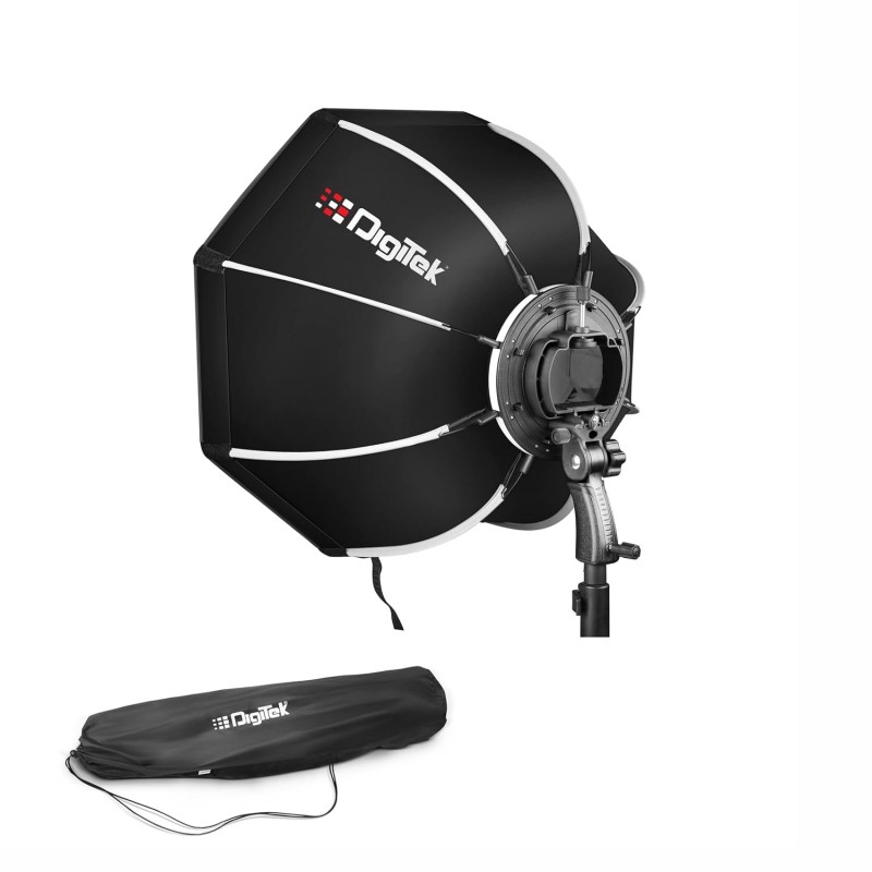 DIGITEK® (DSBH-065) Portable 65cm Octa Soft Box Kit with S2 Type Bracket, 2 White Diffuser, Silver Particle Baffle, Collapsible Nylon Cover, Carry Case, Compatible with Speedlights DIGITEK® (DSBH-065) Portable 65cm Octa Soft Box Kit with S2 Type Bracket, 2 White Diffuser, Silver Particle Baffle, Collapsible Nylon Cover, Carry Case, Compatible with Speedlights