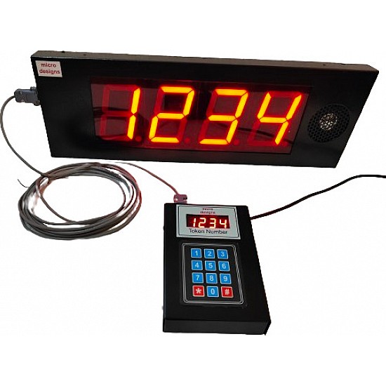 4 digits token display with bell 4 inch character size