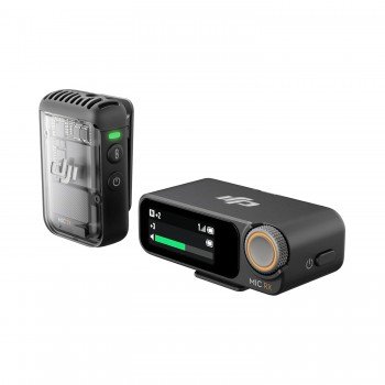 DJI MIC 2 (1 TX + 1 RX), Wireless Microphone with Intelligent Noise Cancelling, 32-bit Float Internal Recording, Optimized Sound, 250m (820 ft.) Range, Microphone for iPhone, Android, Camera, Vlogs
