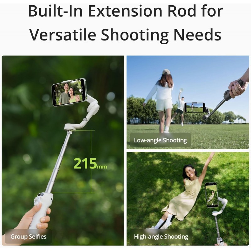 DJI OSMO Mobile 6 Smartphone Gimbal Stabilizer, 3-Axis Phone Gimbal, Built-in Extension Rod, Portable and Foldable for Android & iPhone, Vlogging Stabilizer, YouTube, Instagram Reel Video, (Black) DJI OSMO Mobile 6 Smartphone Gimbal Stabilizer, 3-Axis Phone Gimbal, Built-in Extension Rod, Portable and Foldable for Android & iPhone, Vlogging Stabilizer, YouTube, Instagram Reel Video, (Black)