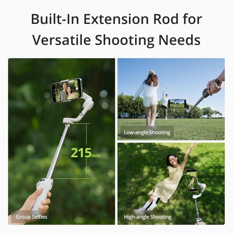 DJI OSMO Mobile 6 Smartphone Gimbal Stabilizer, 3-Axis Phone Gimbal, Built-in Extension Rod, Portable and Foldable for Android & iPhone, Vlogging Stabilizer, YouTube, Instagram Reel Video, (Black) DJI OSMO Mobile 6 Smartphone Gimbal Stabilizer, 3-Axis Phone Gimbal, Built-in Extension Rod, Portable and Foldable for Android & iPhone, Vlogging Stabilizer, YouTube, Instagram Reel Video, (Black)