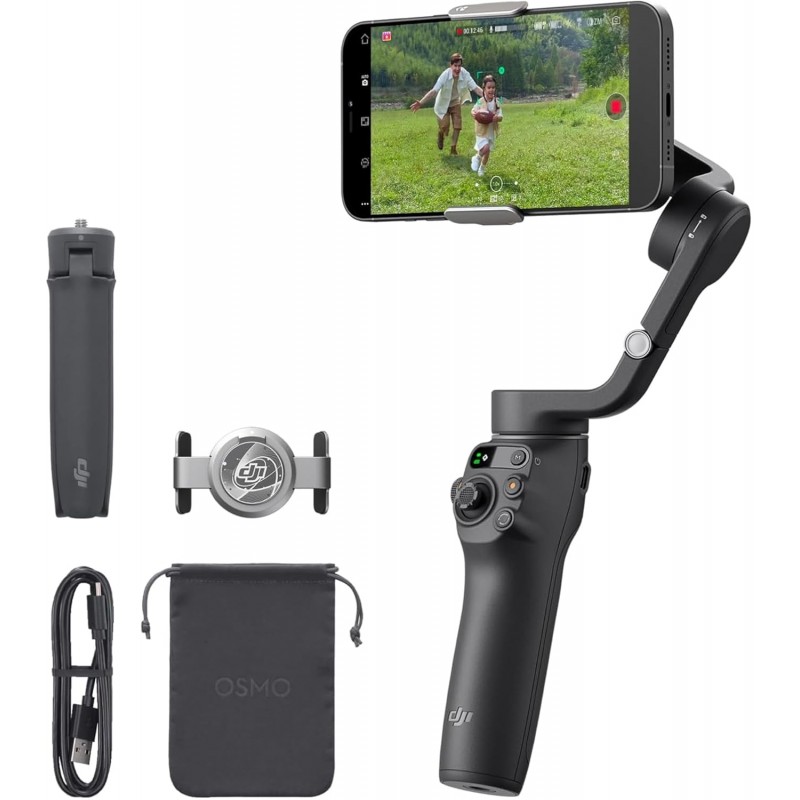 DJI OSMO Mobile 6 Smartphone Gimbal Stabilizer, 3-Axis Phone Gimbal, Built-in Extension Rod, Portable and Foldable for Android & iPhone, Vlogging Stabilizer, YouTube, Instagram Reel Video, (Black) DJI OSMO Mobile 6 Smartphone Gimbal Stabilizer, 3-Axis Phone Gimbal, Built-in Extension Rod, Portable and Foldable for Android & iPhone, Vlogging Stabilizer, YouTube, Instagram Reel Video, (Black)