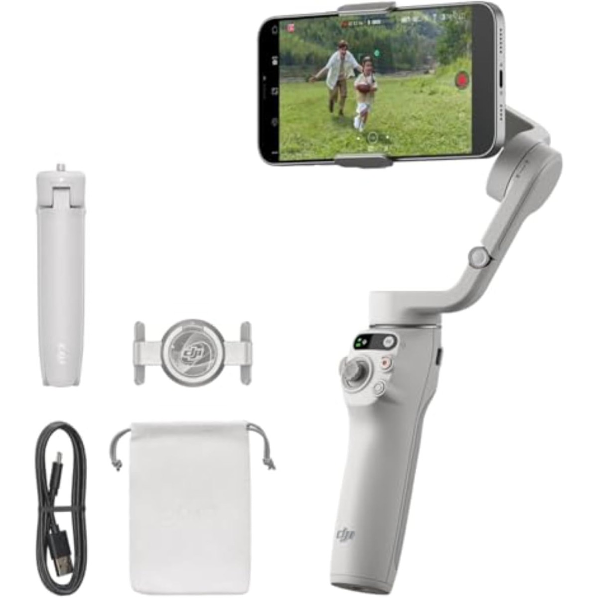 DJI Osmo Mobile 6, 3-Axis Phone Gimbal, Object Tracking, Built-in Extension Rod, Portable and Foldable, Gimbal Stabilizer for iPhone, Android, YouTube TikTok Video, Platinum Gray