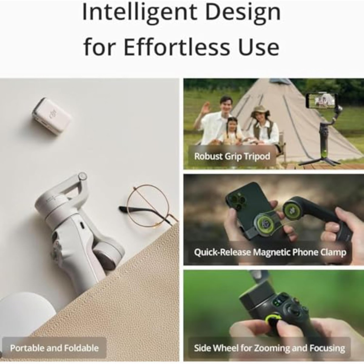 DJI Osmo Mobile 6, 3-Axis Phone Gimbal, Object Tracking, Built-in Extension Rod, Portable and Foldable, Gimbal Stabilizer for iPhone, Android, YouTube TikTok Video, Platinum Gray