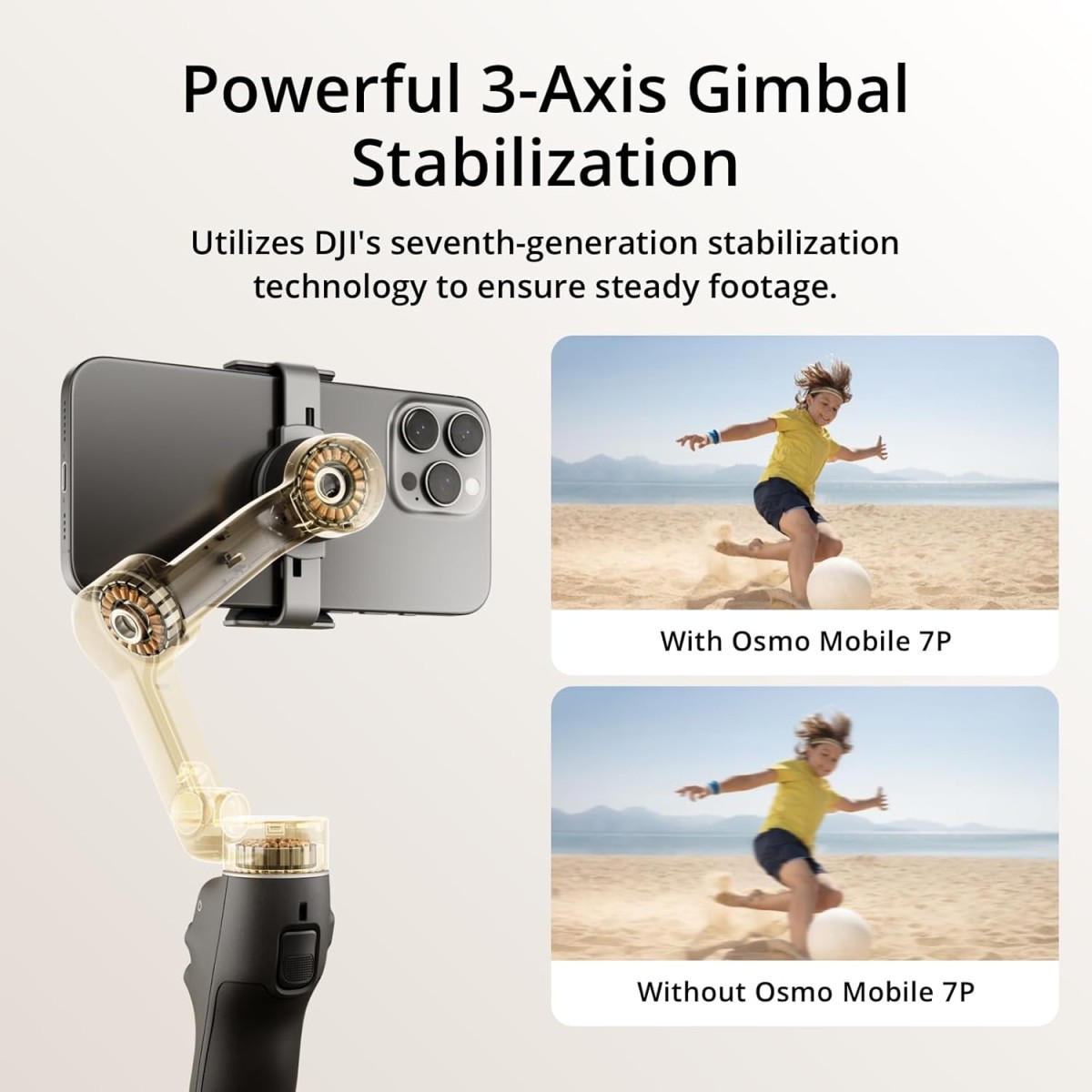 DJI Osmo Mobile 7P Gimbal Stabilizer For Iphone,Android,Native Tracking,Lighting,3-Axis Phone Gimbal,One-Tap Edit,Built-In Extension Rod & Tripod,Phone Charging,Vlogging Stabilizer Youtube Video,Black