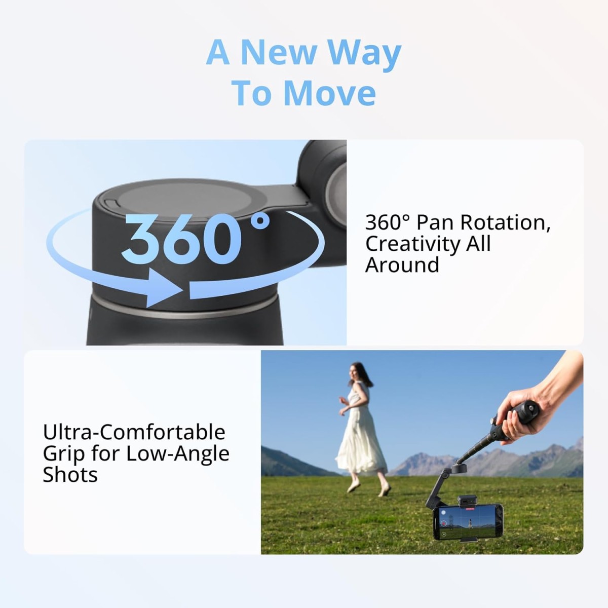 DJI Osmo Mobile 8 Gimbal Stabilizer for Phone, Native Tracking with Audio & Lighting, 360° Pan Rotation, Built-in Extension Rod & Tripod, 10h Battery, Extension Rod, Robust 3-Axis Stabilization