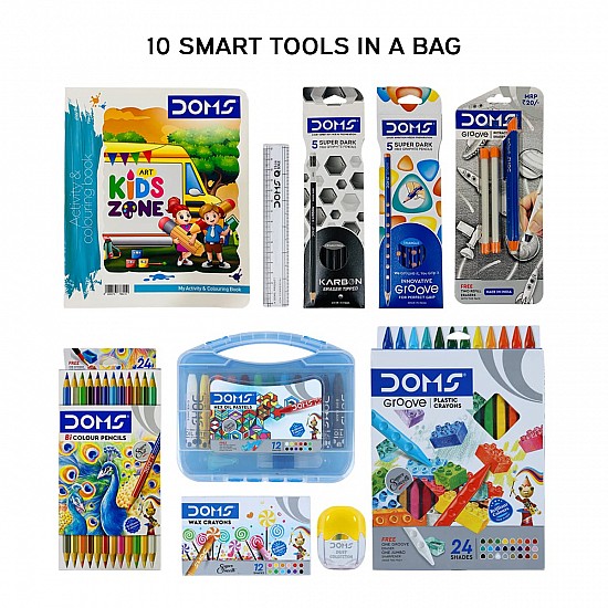 DOMS Pencil Smart Kit Comes With Transparent Zipper Bag