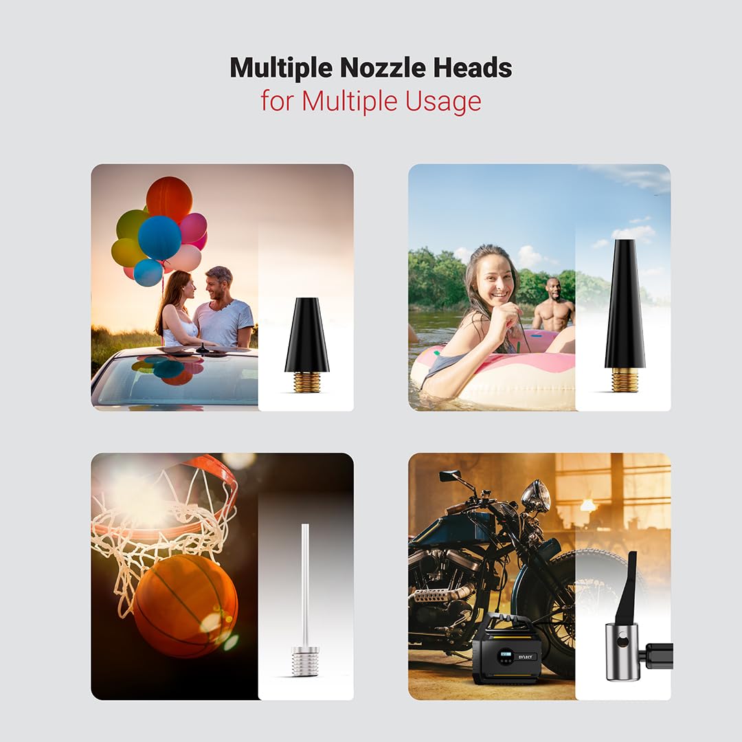 DYLECT Digital Tyre Inflator for Car, 12V DC, 22mm Cylinder, Upto 150 PSI, Portable Air Compressor Pump with LED Light, Auto Shut-Off, Sleek and Portable, Copper Winding, Fast Inflation, Carry Bag