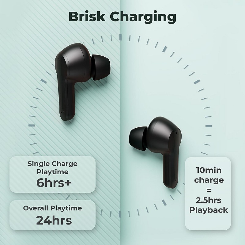 Defy Gravity Zen in Ear TWS Earbuds with 24 HRS Playback, Fast Charge, Low Latency, ENC Solution, Quick Pair & Connect(Bold Black)