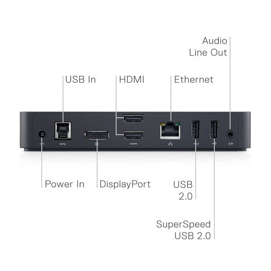 Dell D3100 USB 3.0 Ultra HD Triple Video Docking Station Black