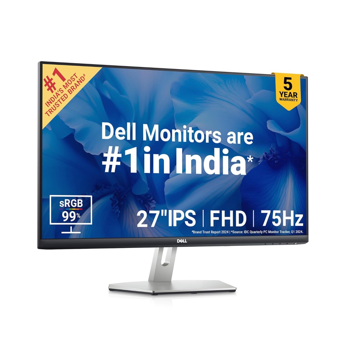 Dell S2721HNM 27"/68.96 cm FHD IPS Monitor|Titan Grey|75Hz|99% sRGB|4 ms|Brightness 300 cd/m2| Low Blue Light Tech|3-Sided bezelless|HDMI x2| Tilt Adjustment|Contrast Ratio 1000:1|Dell Display Manager Dell S2721HNM 27"/68.96 cm FHD IPS Monitor|Titan Grey|75Hz|99% sRGB|4 ms|Brightness 300 cd/m2| Low Blue Light Tech|3-Sided bezelless|HDMI x2| Tilt Adjustment|Contrast Ratio 1000:1|Dell Display Manager