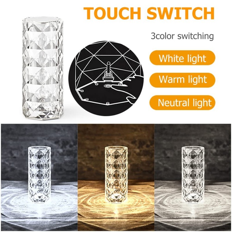 Airtree Diamond Touch Dimmable LED Desk Lamp - Acrylic USB 3Colors Night Light Black-White-Yellow Airtree Diamond Touch Dimmable LED Desk Lamp - Acrylic USB 3Colors Night Light Black-White-Yellow