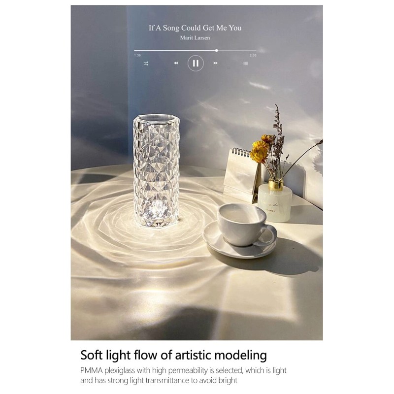 Airtree Diamond Touch Dimmable LED Desk Lamp - Acrylic USB 3Colors Night Light Black-White-Yellow Airtree Diamond Touch Dimmable LED Desk Lamp - Acrylic USB 3Colors Night Light Black-White-Yellow