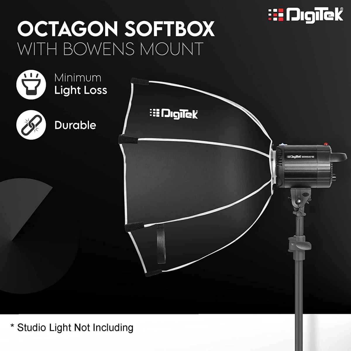 Digitek DSB-120 Bowens 120CM Octagon Soft Box with Bowens Mount Lightweight & Portable, Comes with Diffuser Sheets & Carrying Case Digitek DSB-120 Bowens 120CM Octagon Soft Box with Bowens Mount Lightweight & Portable, Comes with Diffuser Sheets & Carrying Case