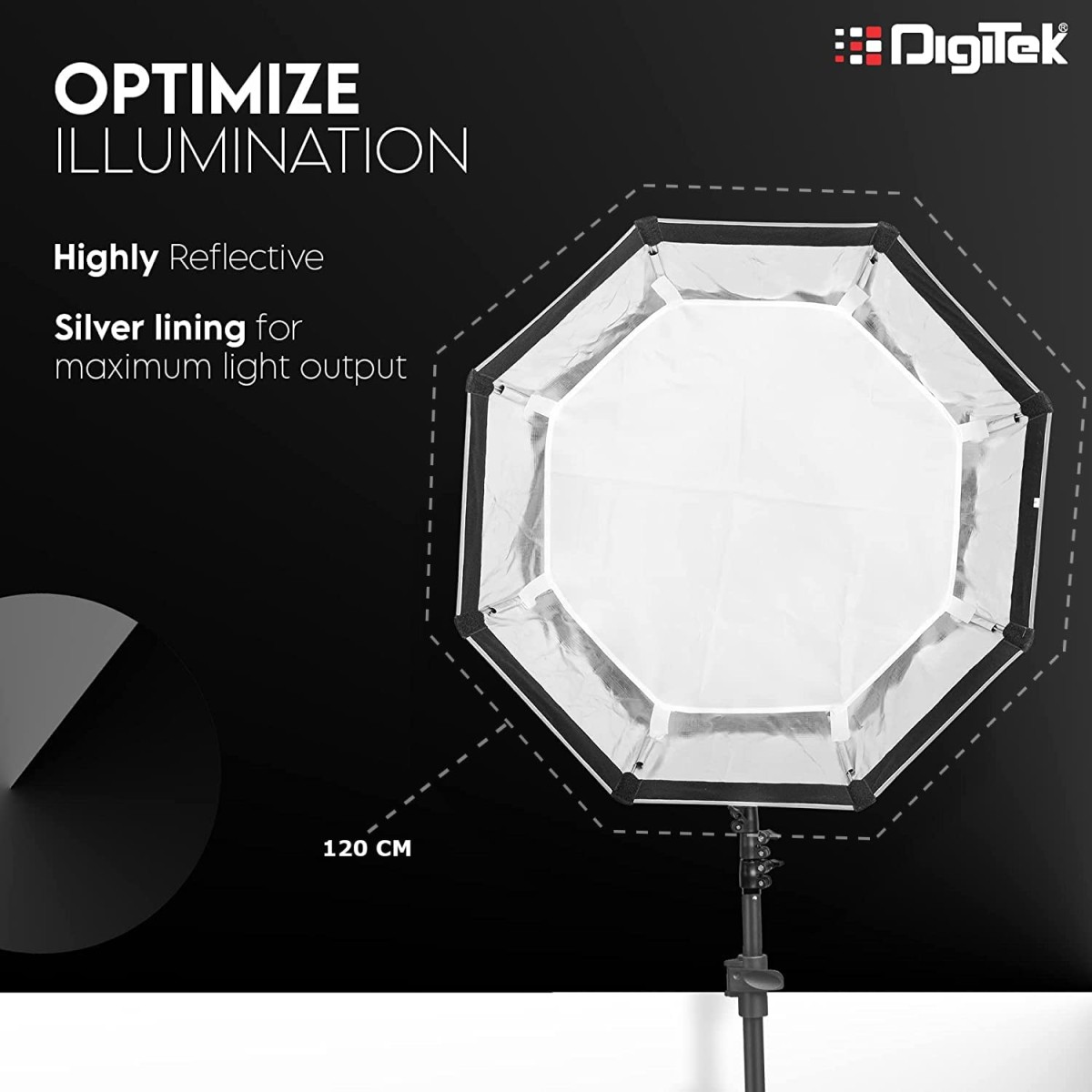 Digitek DSB-120 Bowens 120CM Octagon Soft Box with Bowens Mount Lightweight & Portable, Comes with Diffuser Sheets & Carrying Case Digitek DSB-120 Bowens 120CM Octagon Soft Box with Bowens Mount Lightweight & Portable, Comes with Diffuser Sheets & Carrying Case