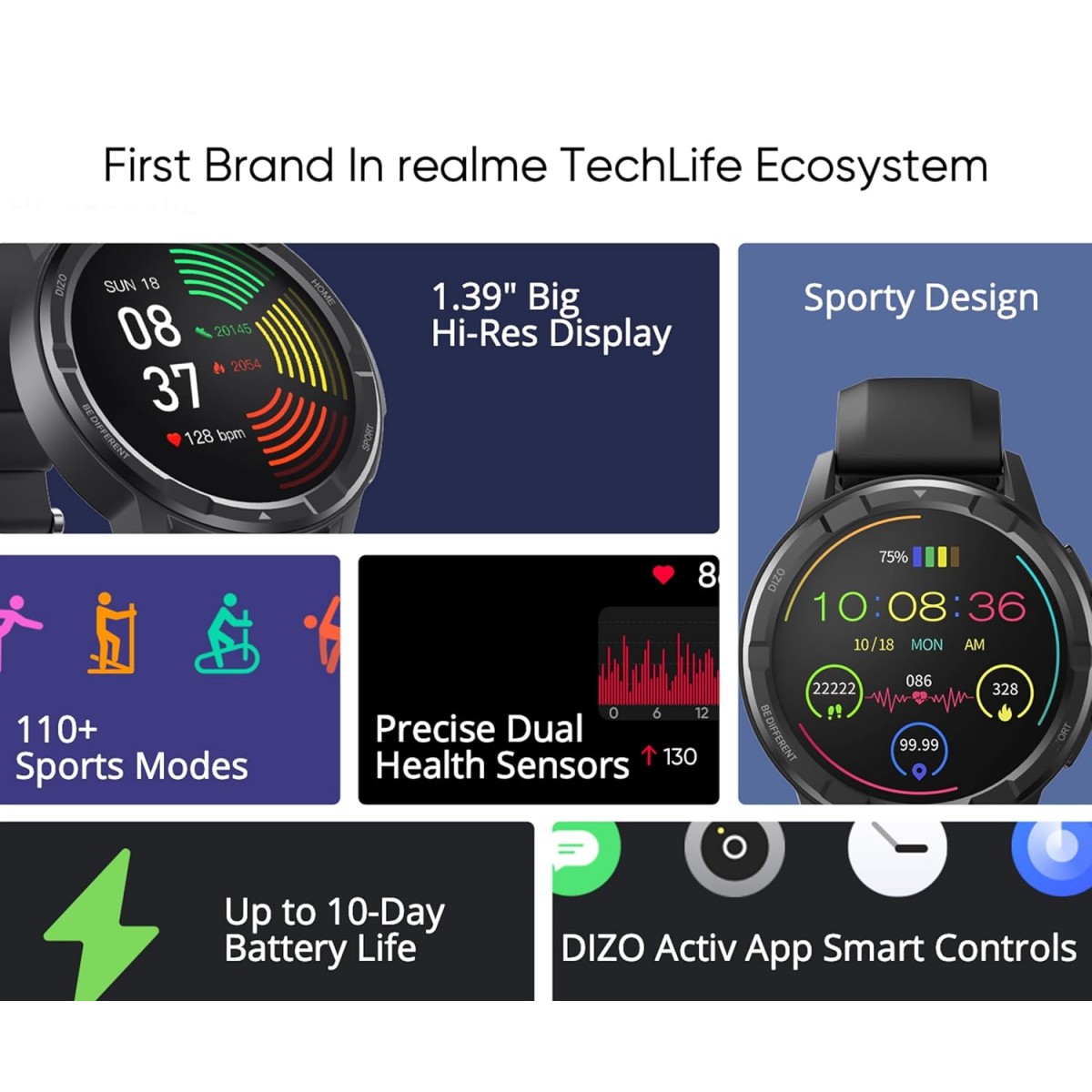 Dizo Watch R Talk Go, 1.39 inch, 550nits Display, 10 Day Battery (by realme TechLife) SILVER WHITE Dizo Watch R Talk Go, 1.39 inch, 550nits Display, 10 Day Battery (by realme TechLife) SILVER WHITE