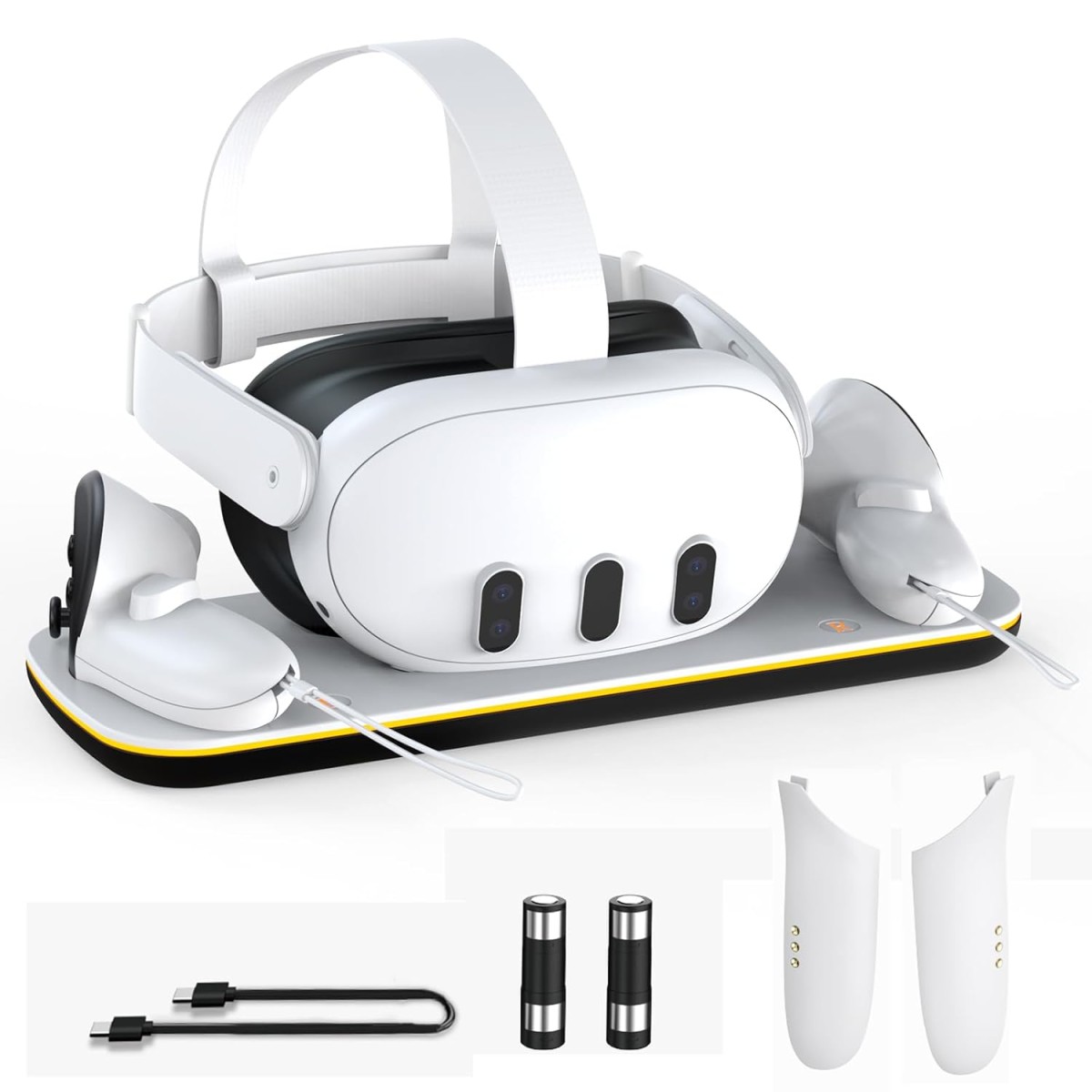 Dobe Charging Dock Station for Oculus Meta Quest 3 Headset and 2 Controllers,Fast VR Charging Station with LED Light [On/Off],VR Charger Display Stand (NO VR Headset Include)