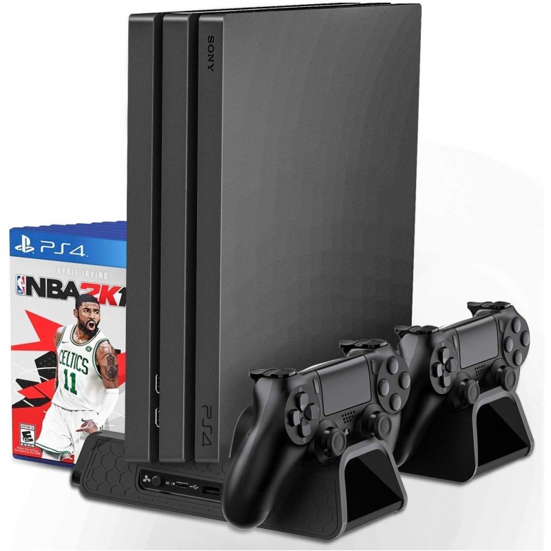 Dobe PS4/PS4 Slim/PS4 Pro Multifunctional Vertical Stand Cooling Fan Stand,PS4 Controller Charging Dock Station with 12PCS Games Storage for PS4/PS4 Slim, PS4 Pro Console