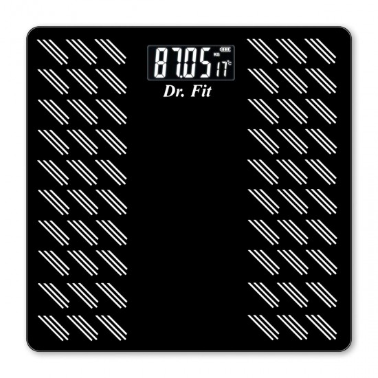 Dr. Fit Glass Top Electronic Digital Weighing Scale (Black)