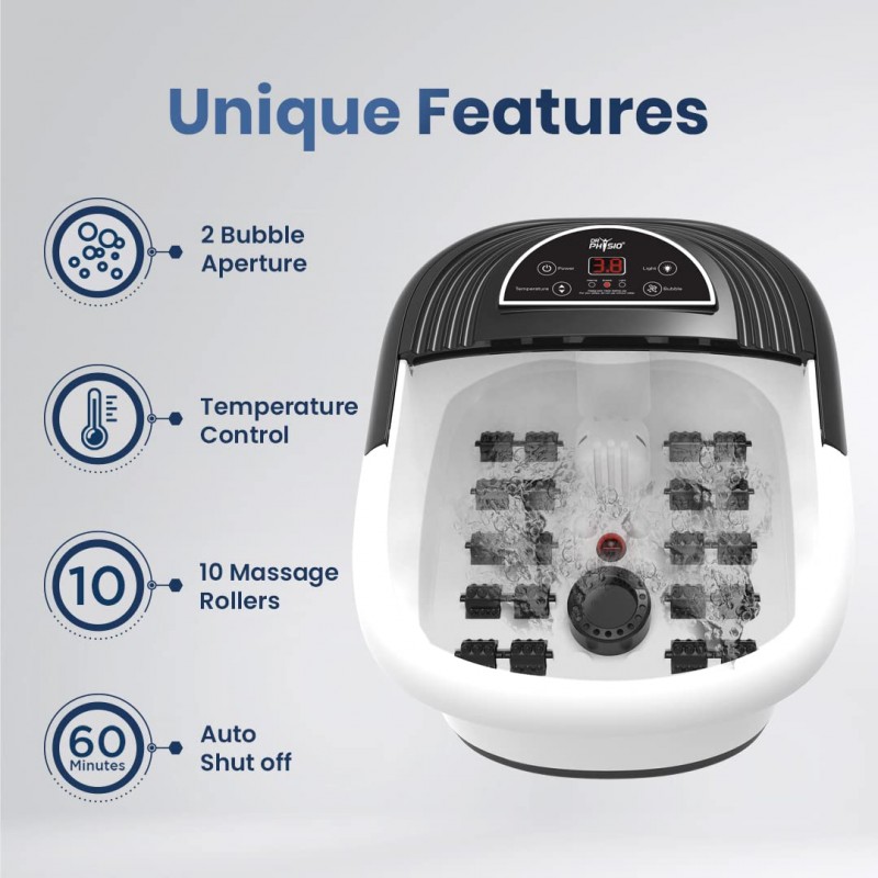 Dr Physio Electric Foot Spa Pedicure Massager Machine with Digital Screen, Bubble, 10 Massage Roller, Heat for Pain Relief-1025 (Black) Dr Physio Electric Foot Spa Pedicure Massager Machine with Digital Screen, Bubble, 10 Massage Roller, Heat for Pain Relief-1025 (Black)
