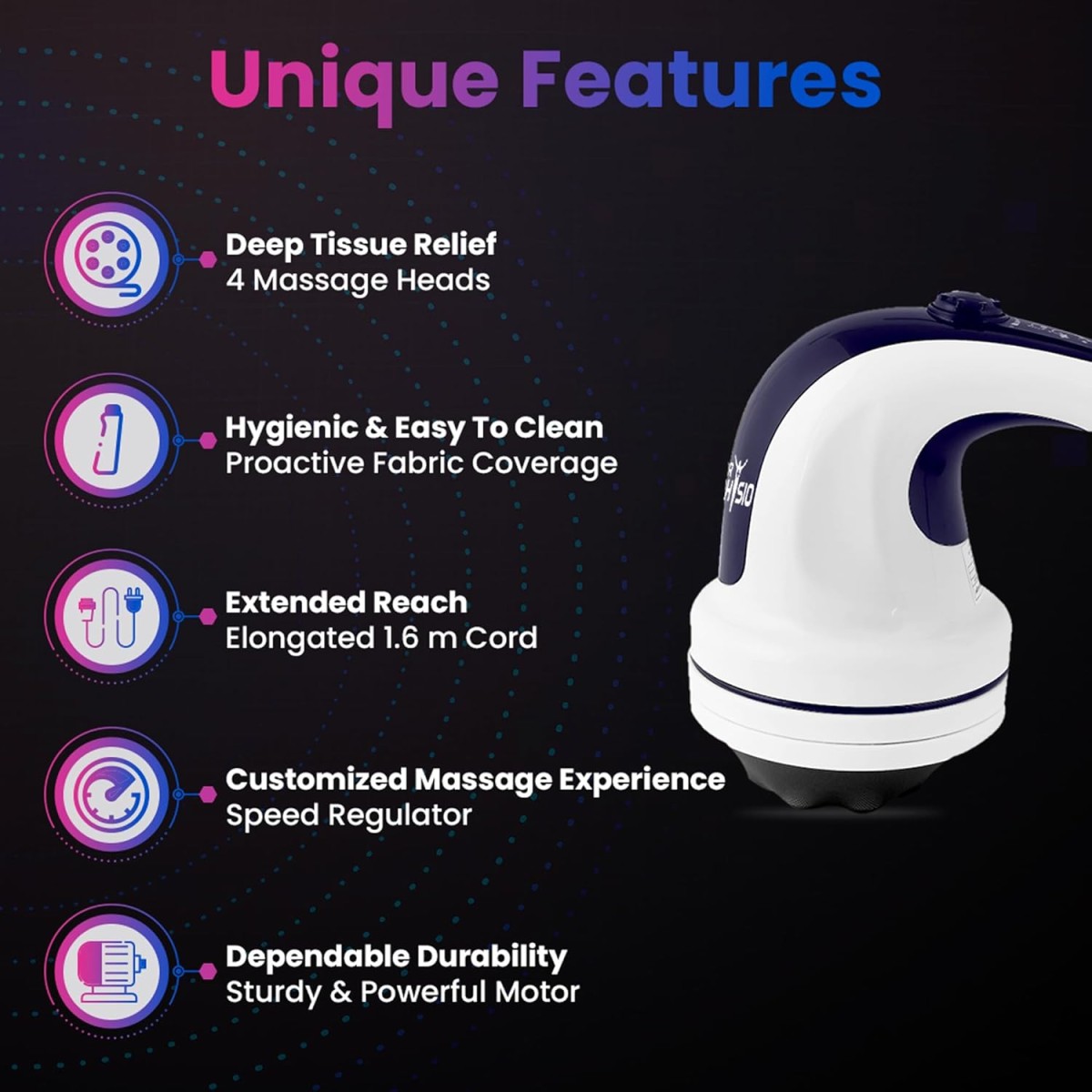 Dr Physio USA 1033 Electric Full Body Massager for Pain Relief of Back, Leg & Foot, White and Blue Dr Physio USA 1033 Electric Full Body Massager for Pain Relief of Back, Leg & Foot, White and Blue