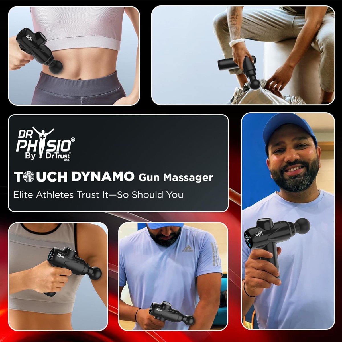 Dr Physio USA Touch Dynamo 1049 Percussion Gun Massager for Full Body Pain Relief, Rechargeable Cordless Deep Tissue Massage Machine for Legs & Arms, Use at Home, Gym & During Travel Dr Physio USA Touch Dynamo 1049 Percussion Gun Massager for Full Body Pain Relief, Rechargeable Cordless Deep Tissue Massage Machine for Legs & Arms, Use at Home, Gym & During Travel