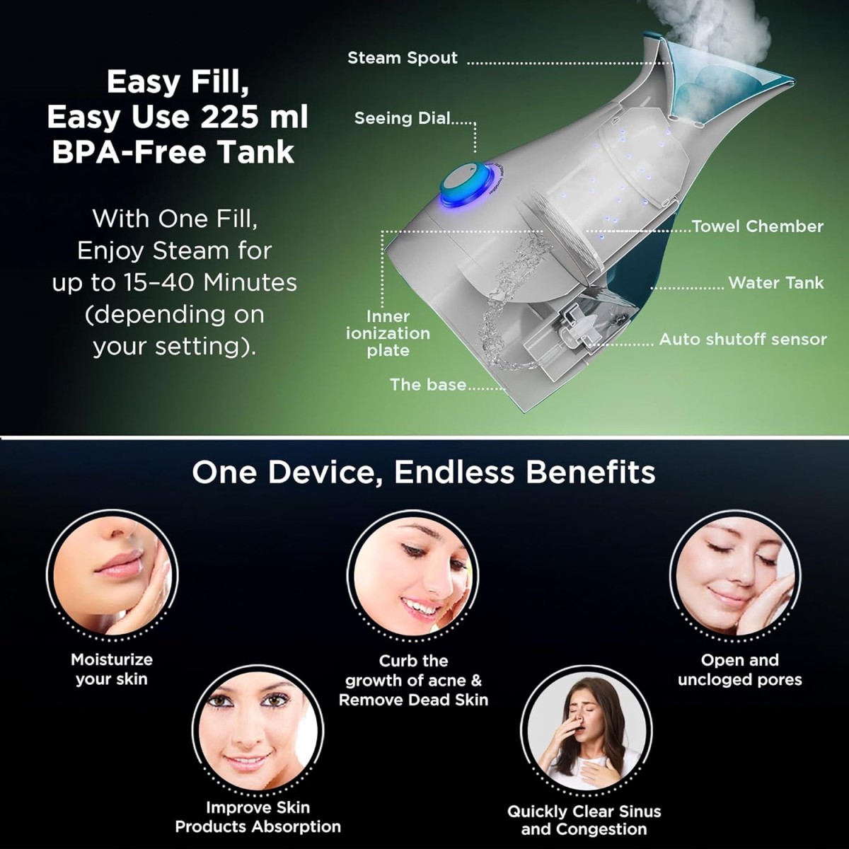 Dr Trust USA 3-in-1 Nano Ionic Facial Steamer Vaporizer Room Humidifier and Towel Warmer (White)