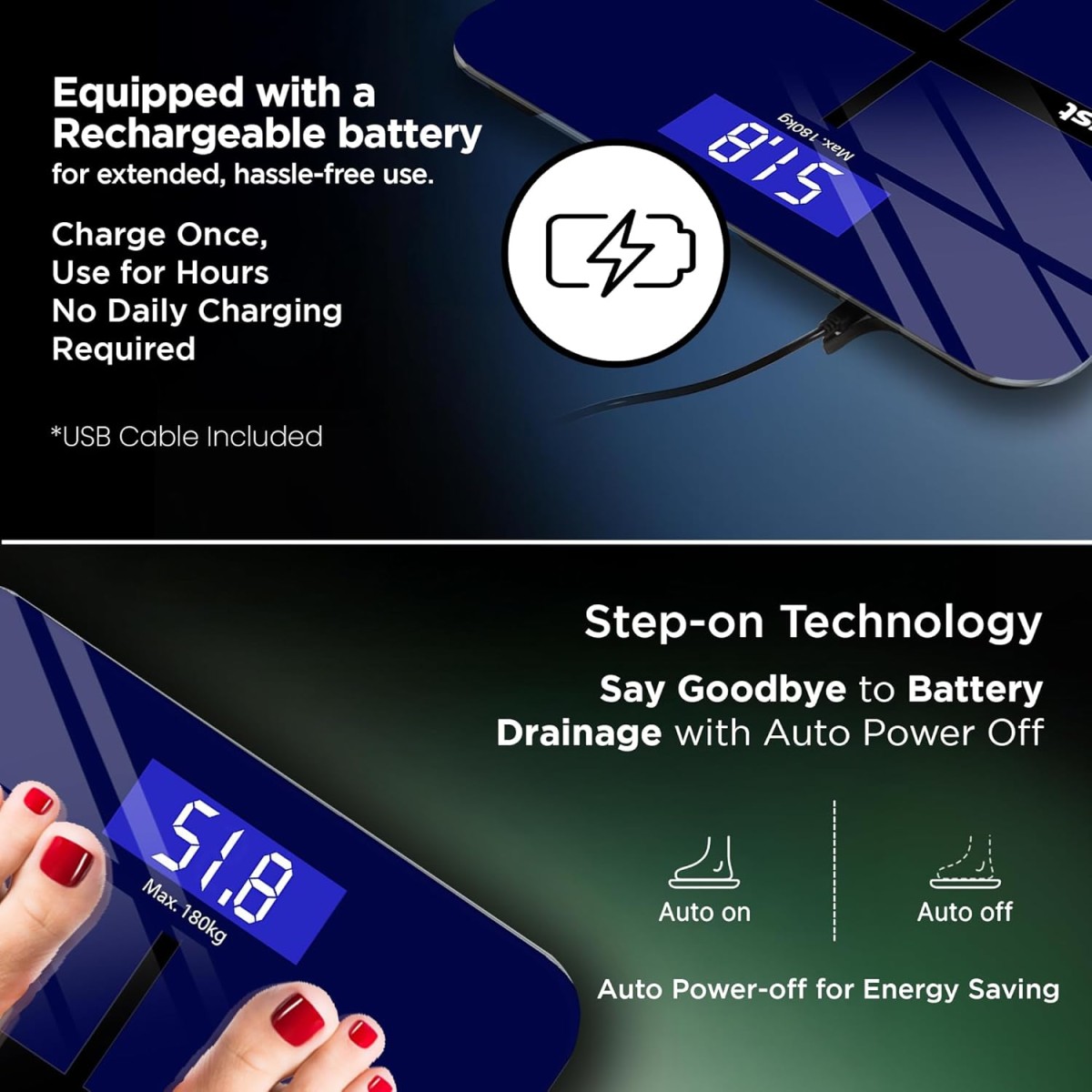 Dr Trust (USA) Electronic Executive Rechargeable Digital Weighing Scale for Human Body with Temperature Display