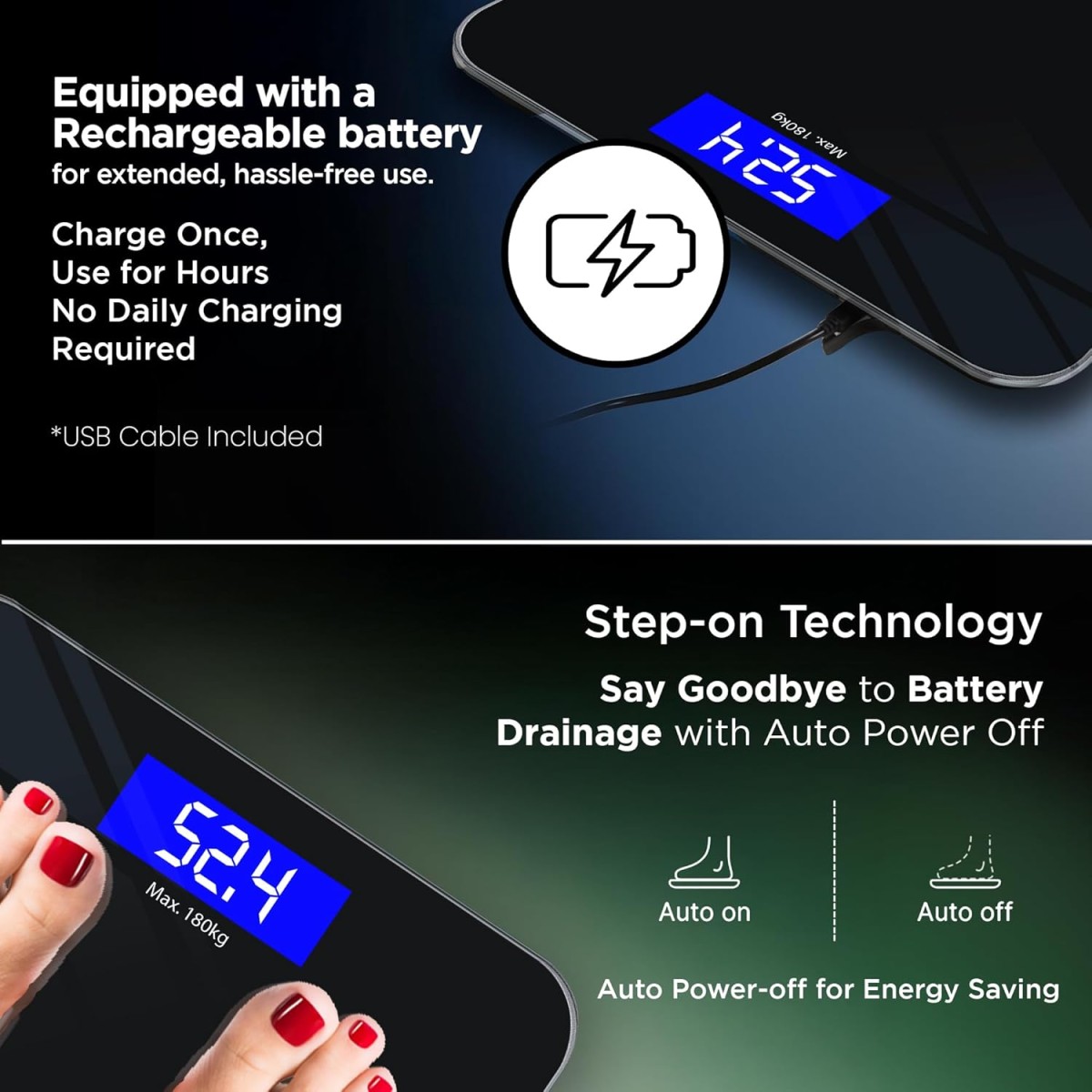 Dr Trust (USA) Electronic Zen Rechargeable Digital Personal Weighing Scale for Human Body with Temperature Display