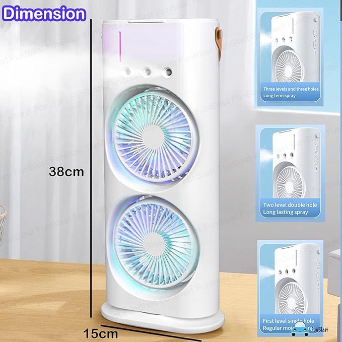 Airtee – Double Ended Spray Fan, Desk Fan with Mist Spray, Travel Cooler Fan, Water Misting Fan, USB Rechargeable Mini Desktop Table Cooling Fan for Office Airtee – Double Ended Spray Fan, Desk Fan with Mist Spray, Travel Cooler Fan, Water Misting Fan, USB Rechargeable Mini Desktop Table Cooling Fan for Office