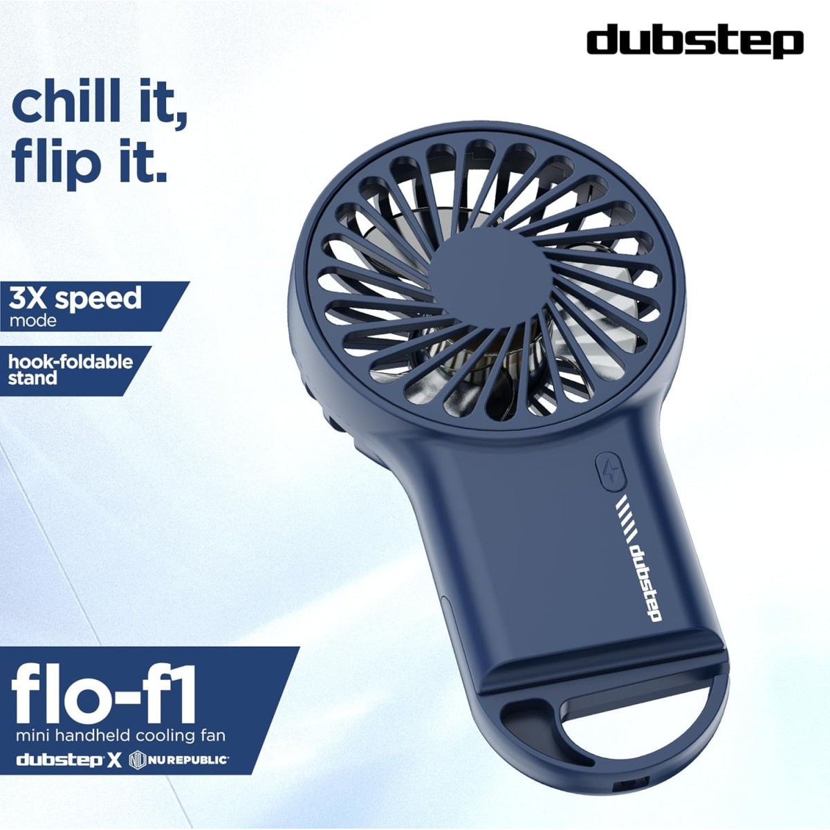 Dubstep Flo-F1 Mini Handheld USB Rechargeable Desk Cooling Fan with 3x Speed Mode,Foldable Hook & Stand,8000 RPM,3 Speed,Powerful Mini Fan for Travel,Office,Kitchen,Lightweight & Quiet (Blue) 7 Cm Dubstep Flo-F1 Mini Handheld USB Rechargeable Desk Cooling Fan with 3x Speed Mode,Foldable Hook & Stand,8000 RPM,3 Speed,Powerful Mini Fan for Travel,Office,Kitchen,Lightweight & Quiet (Blue) 7 Cm