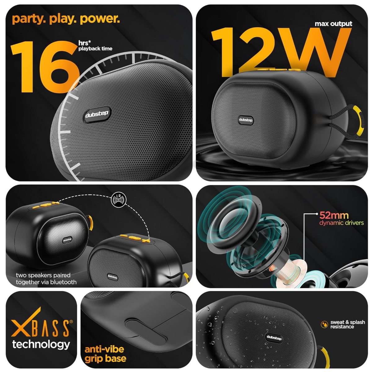 Dubstep Pop 1200 with Upto 16 Hrs Playtime, 52mm Dynamic Driver, TWS Pairing with 12W Output Bluetooth Wireless Speaker (Black) Dubstep Pop 1200 with Upto 16 Hrs Playtime, 52mm Dynamic Driver, TWS Pairing with 12W Output Bluetooth Wireless Speaker (Black)