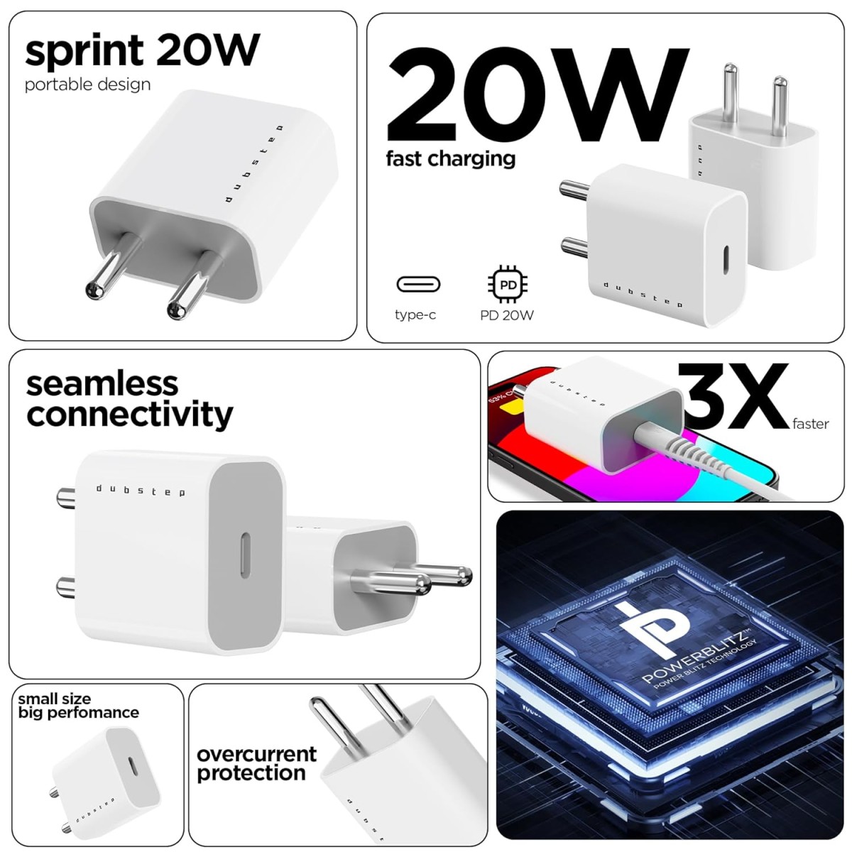 Dubstep Sprint 20W USB-C Charger with PD PPS 3.0 for Android,iPhone 14/14 Plus/ 14 Pro/ 14 Pro Max, iPhone 13/13 Pro/13 Pro Max/13 Mini, 12/12 Mini/ 12 Pro Max, (Adaptor Only, White) Dubstep Sprint 20W USB-C Charger with PD PPS 3.0 for Android,iPhone 14/14 Plus/ 14 Pro/ 14 Pro Max, iPhone 13/13 Pro/13 Pro Max/13 Mini, 12/12 Mini/ 12 Pro Max, (Adaptor Only, White)