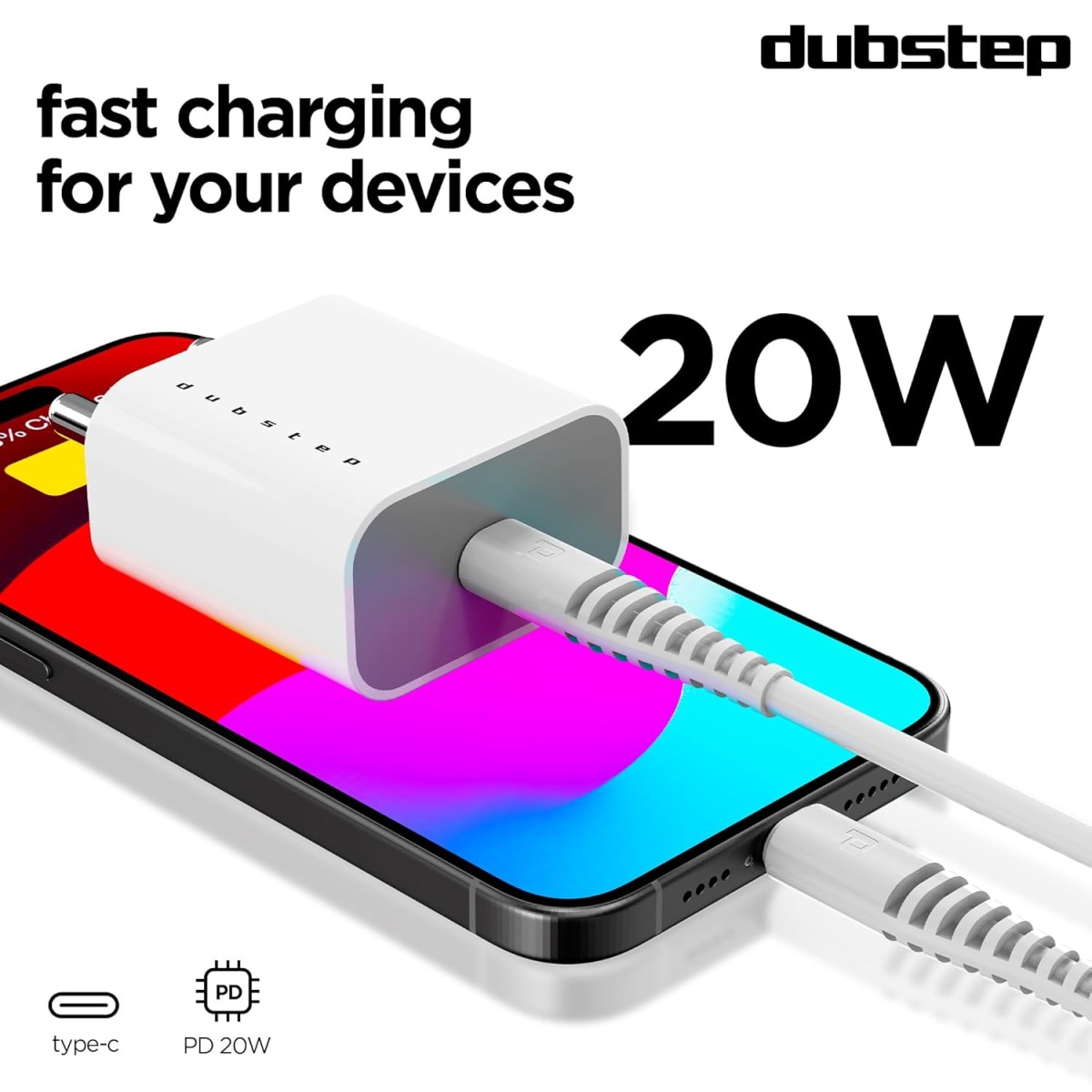 Dubstep Sprint 20W USB-C Charger with PD PPS 3.0 for Android,iPhone 14/14 Plus/ 14 Pro/ 14 Pro Max, iPhone 13/13 Pro/13 Pro Max/13 Mini, 12/12 Mini/ 12 Pro Max, (Adaptor Only, White) Dubstep Sprint 20W USB-C Charger with PD PPS 3.0 for Android,iPhone 14/14 Plus/ 14 Pro/ 14 Pro Max, iPhone 13/13 Pro/13 Pro Max/13 Mini, 12/12 Mini/ 12 Pro Max, (Adaptor Only, White)