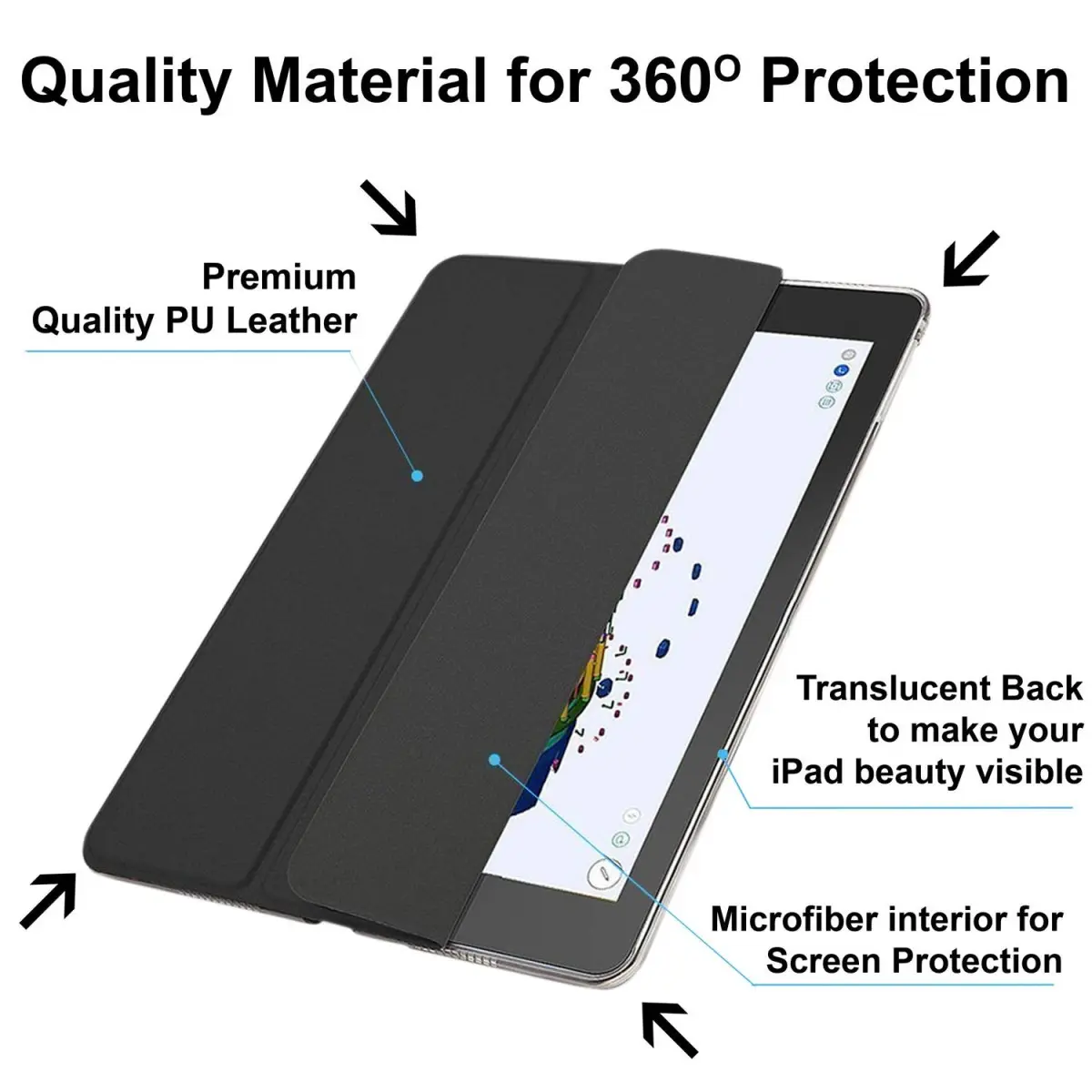 DuraSafe Cases For iPad 10.2 inch 9 8 7 Gen Case A2602 MK2K3HN/A MK2L3HN/A A2604 MK2N3HN/A MK2P3HN/A A2603 A2605 MK6A3HN/A MK693HN/A A2270 MYLC2HN/A MYL92HN/A A2428 A2429 A2430 A2197 MW762HN/A - Black