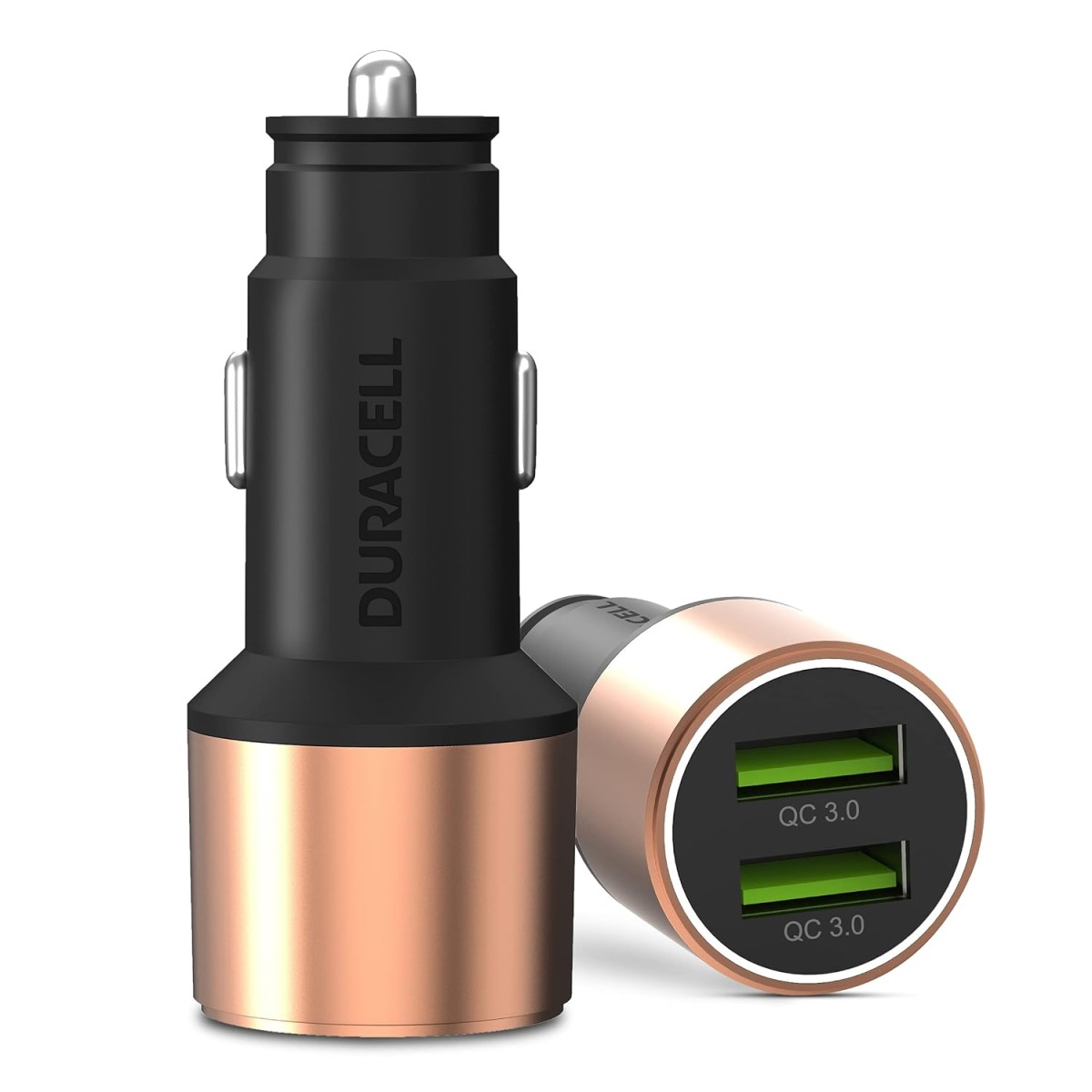 Duracell 38W Fast Car Charger Adapter with Dual Output. Quick Charge, Type C PD 20W & Qualcomm Certified 3.0 (Copper & Black)