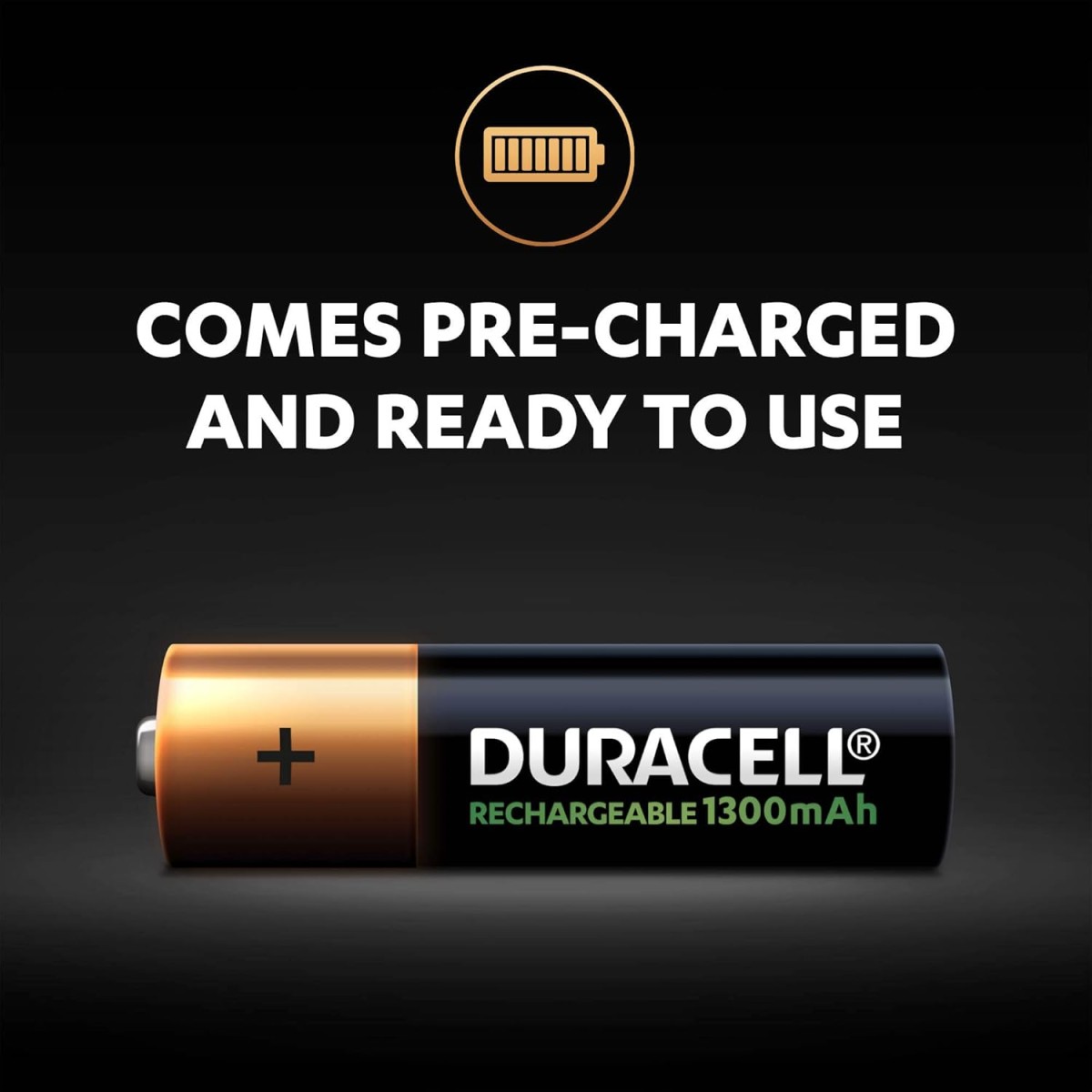 Duracell Rechargeable AA 1300mAh Batteries, Pack of 4