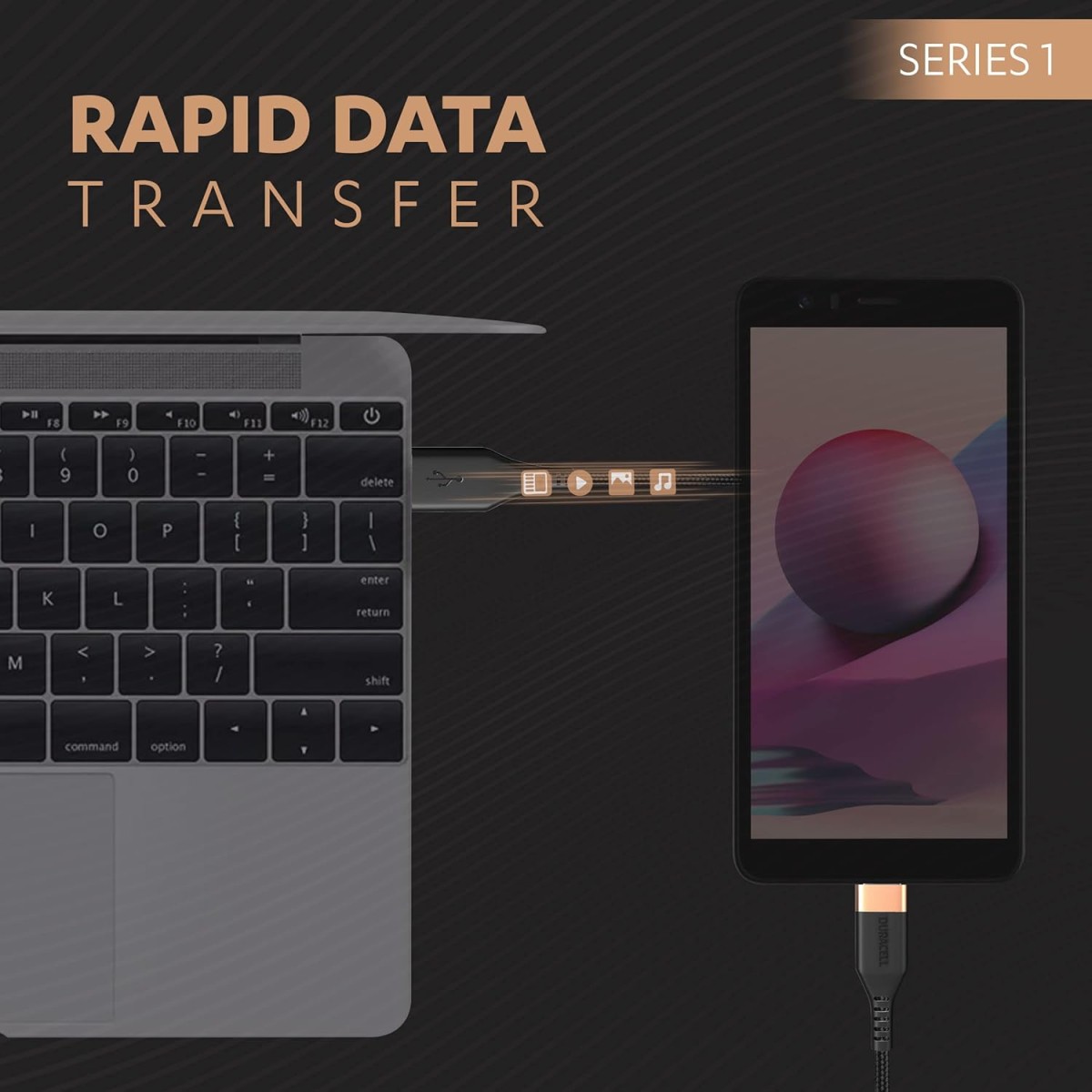 Duracell Type-C To Micro Cable, 2A Braided Sync & Quick Charging Cable, 3.9 Feet (1.2M) braided Sync & Charge Cable, Supports QC 2.0/3.0 Charging, Rapid data transmission, Series 1, Black Duracell Type-C To Micro Cable, 2A Braided Sync & Quick Charging Cable, 3.9 Feet (1.2M) braided Sync & Charge Cable, Supports QC 2.0/3.0 Charging, Rapid data transmission, Series 1, Black