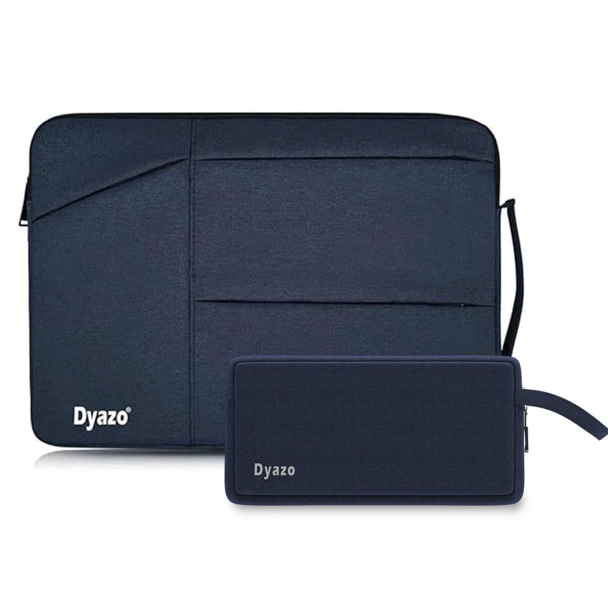 Dyazo 15-15.6 Inch Laptop Sleeve Bag with Three Front Pocket | Water Resistant & Shockproof Protective Cover with Charger Pouch (Blue)