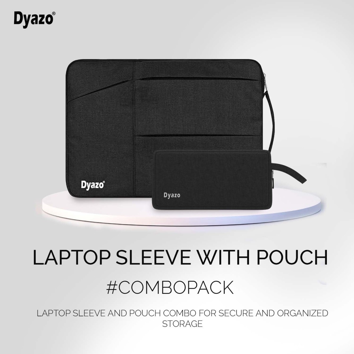 Dyazo 15-15.6 Inch Laptop Sleeve Case | Water Resistant Cover with Charger Pouch & Three Front Pockets | Compatible for Dell, HP, MacBook, Lenovo, Acer, Asus & All Other Notebooks (Black)