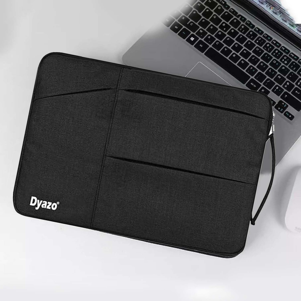 Dyazo 15-15.6 Inch Laptop Sleeve Case | Water Resistant Cover with Charger Pouch & Three Front Pockets | Compatible for Dell, HP, MacBook, Lenovo, Acer, Asus & All Other Notebooks (Black)