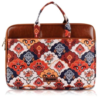 Dyazo 15-15.6 Inch Stylish Laptop Sleeve | Handcrafted Jute & Vegan Leather Case with Zipper | Lightweight and Durable Laptop Bag