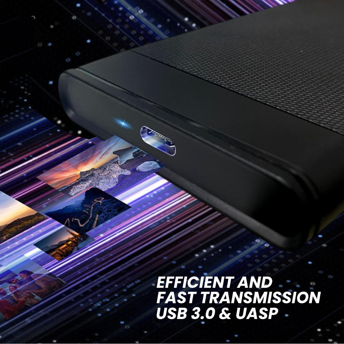 Dyazo 2.5" External Hard Drive Enclosure USB C 3.0 to SATA III | Tool Free SSD/HDD Case for 7mm/9.5mm Drives with UASP Support | Hard Drive Case Compatible with WD, Seagate, Toshiba, Samsung – Black